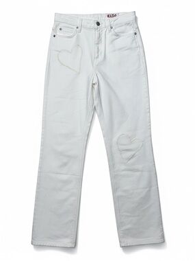 Zadig & Voltaire Elio Denim Eco Brod Judo White Heart Straight Leg Jeans Size 25